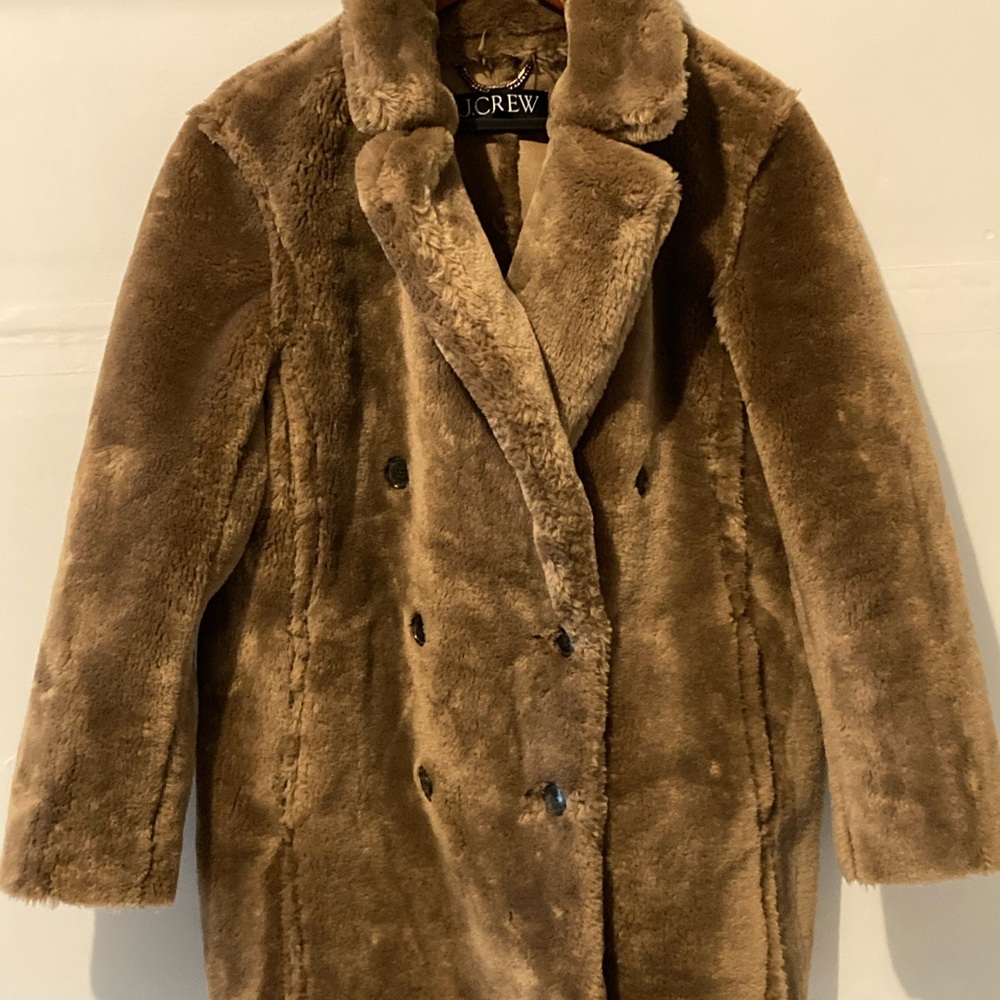 J. Crew Women's Warm Brown Teddy Jacket double breasted